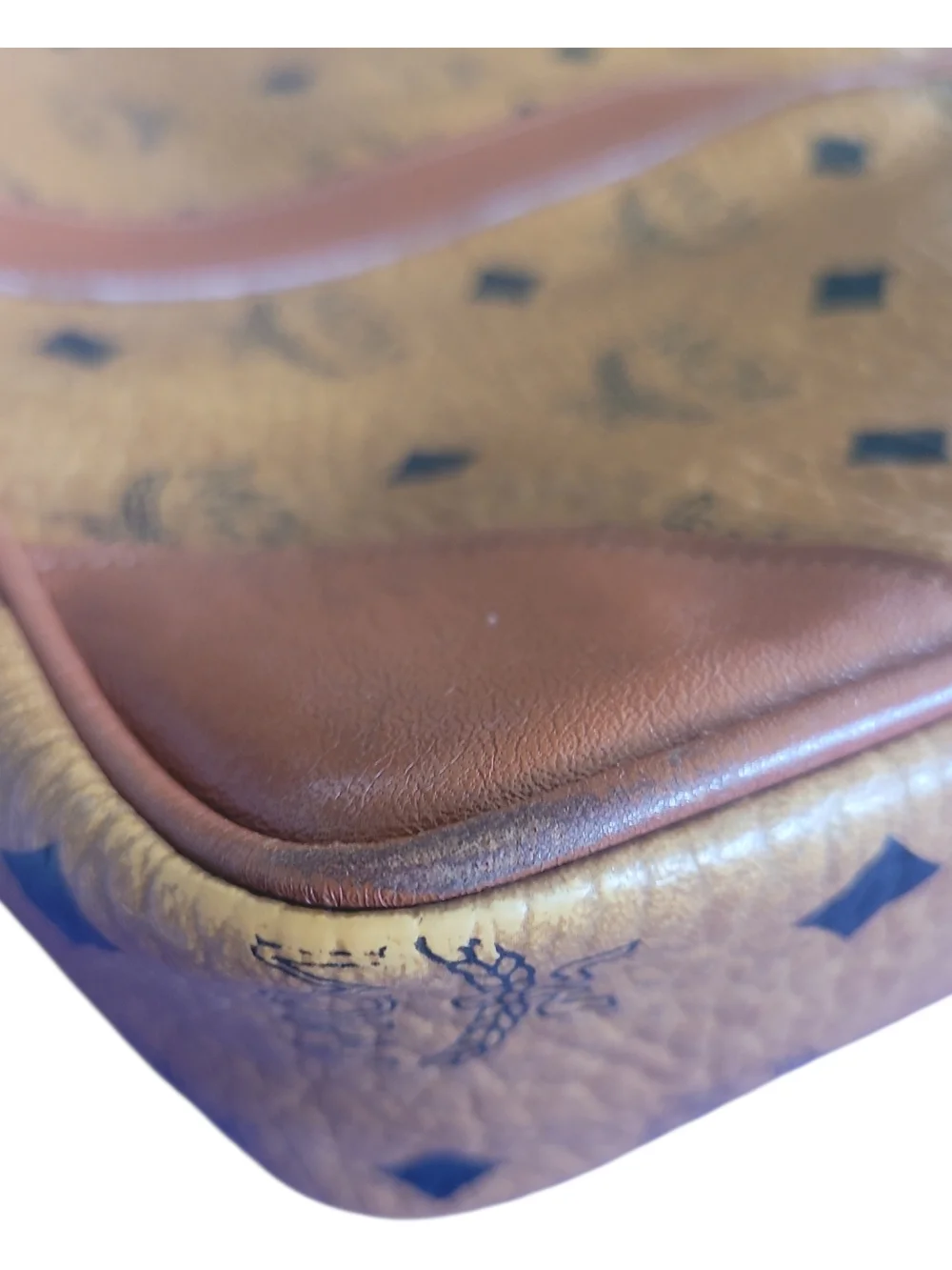 MCM Cognac Visetos Leather Laptop Document Briefcase Bag
